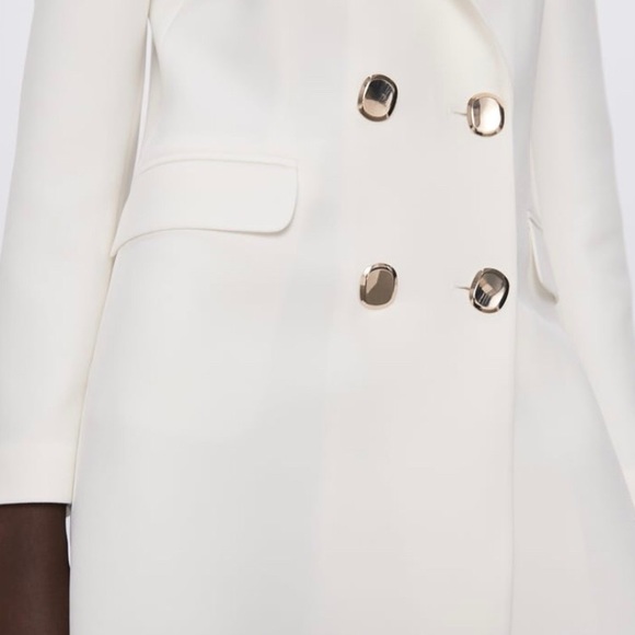 Double Breasted Buttoned Frock Blazer Dress Coat - Picture 7 of 8